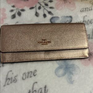 Coach Slim Envelope or Trifold Wallet in a metallic gold preowned
